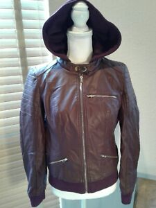 guess burgundy leather jacket