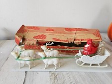 Vintage Irwin plastic reindeer sleigh Santa decor as is antique