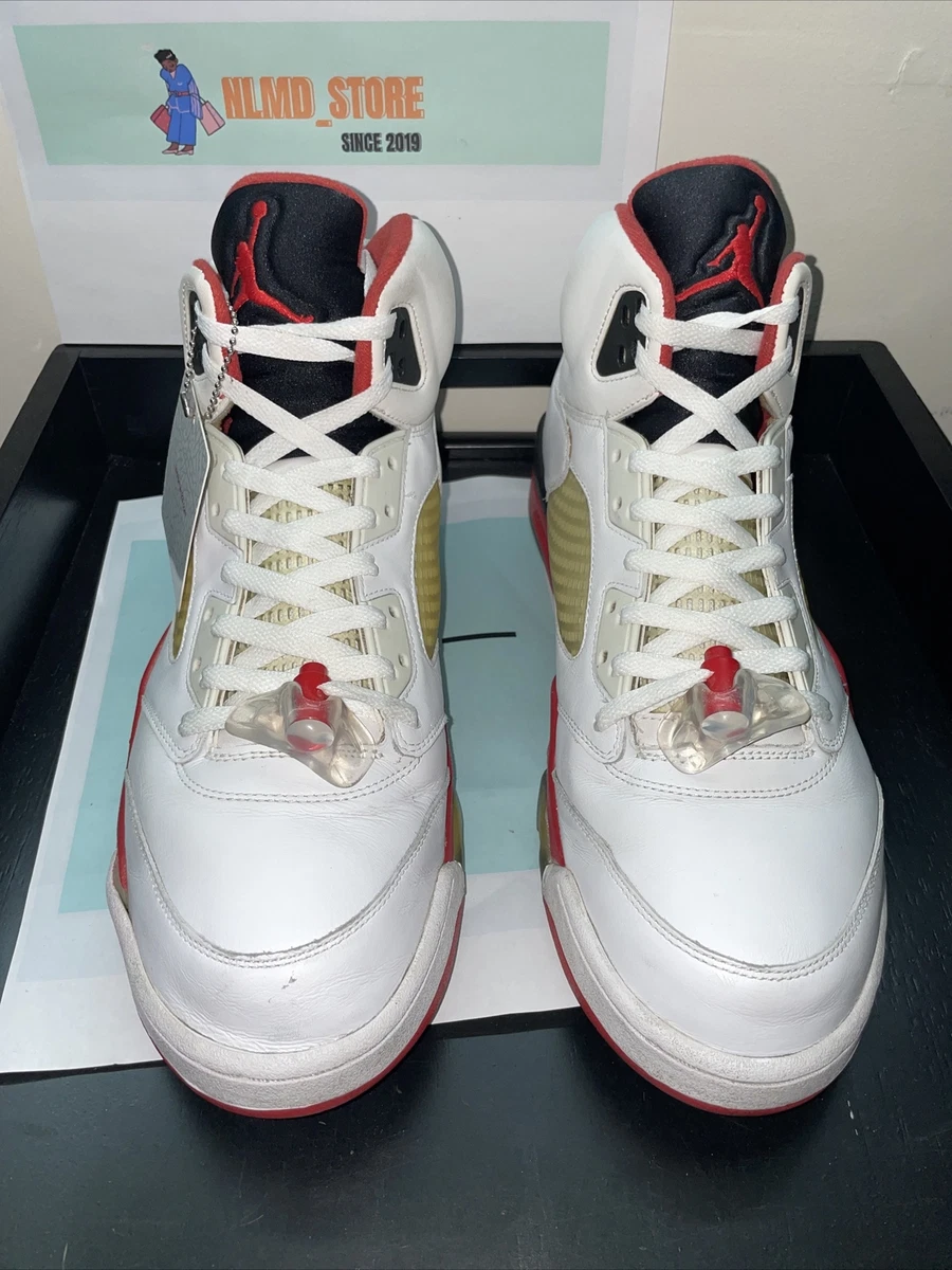 Jordan 5 shop white and red