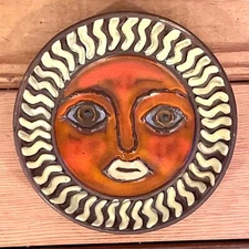 Fitz And Floyd 1960's Sun Face Plate 3.5" Diameter
