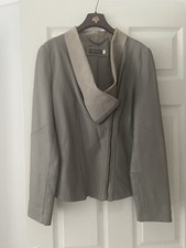 Mint Velvet Grey Leather Jacket Size 14