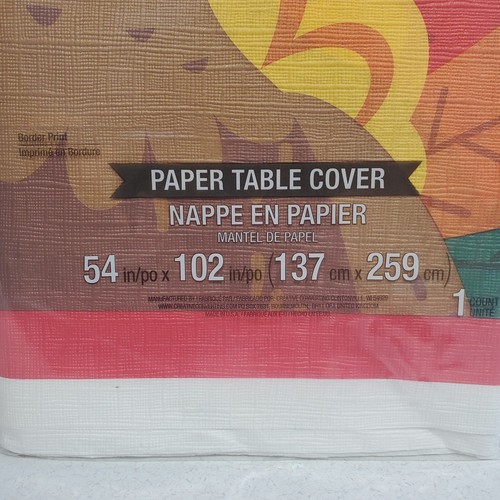 Tom Turkey Thanksgiving Paper Tablecover 54 x 102 Fall Autumn New! - Picture 3 of 4