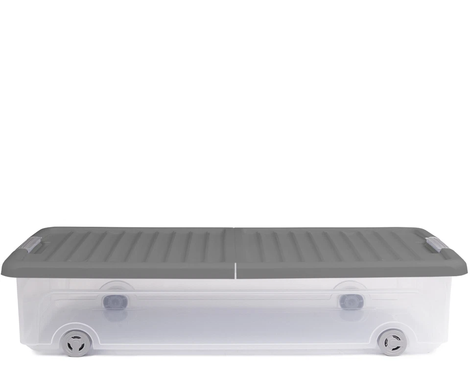Unterbettbox Rollbox mit Deckel 35L Aufbewahrungsbox Kunststoffbox grau Ondis24 - Bild 1 von 4