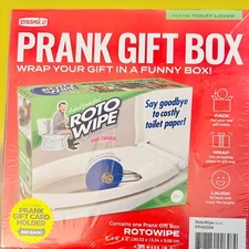 Prank-O Gift Box Roto Wipe 1 Prank Gift Box w Prank Gift Card Holder New
