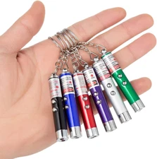 6 PCS Cat Toys Laser Pointer Mini Keychain Laser Pointer LED Flashlight Dog Lase