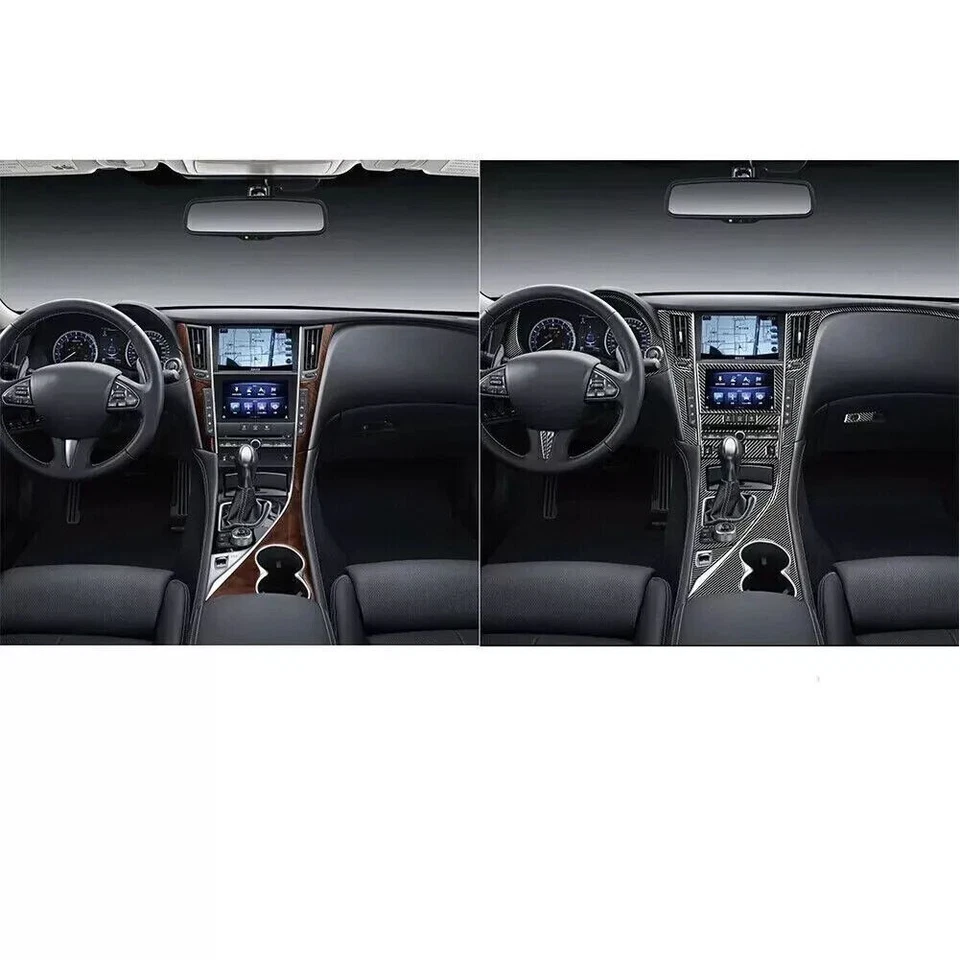 50 peças kits interiores completos conjunto de acabamento de fibra de carbono real para Infiniti Q50 Q60 2014-20 - Imagem 4 de 4