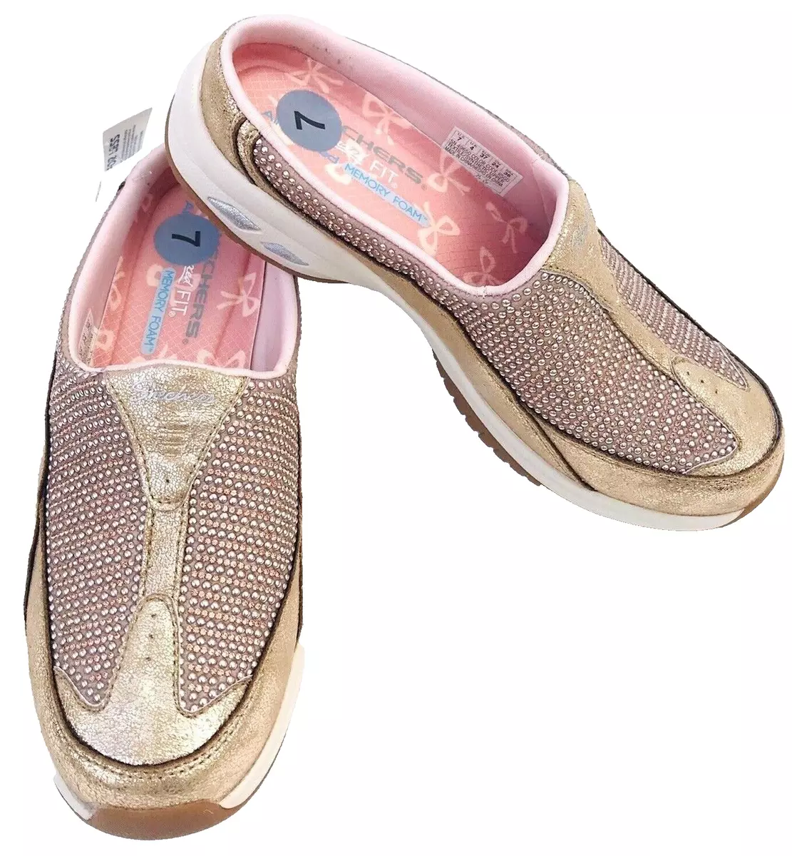 Skechers rose gold slip on on sale