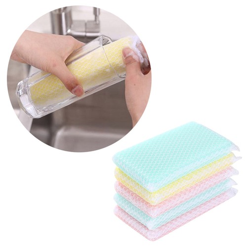 5pcs Net Cleaning Sponge Simple Kitchen Cleaner Sponges for Dish Cup Bowl