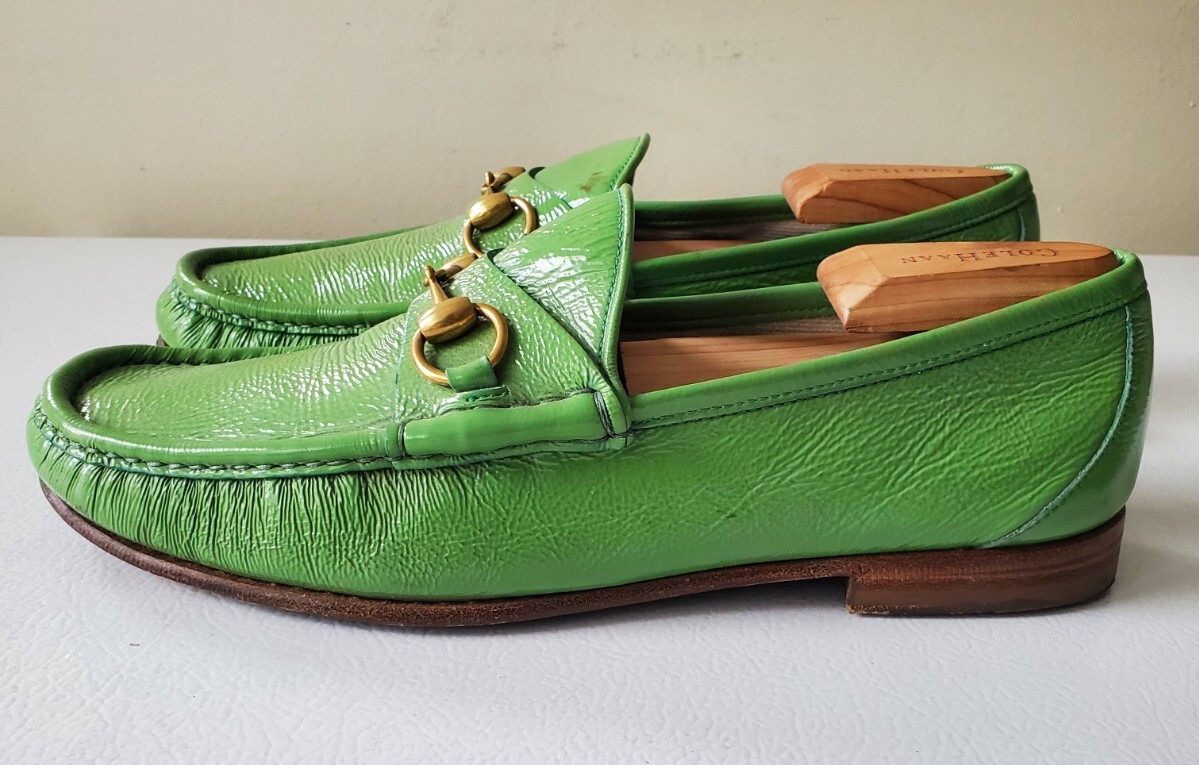 Vtg GUCCI 1953 Horsebit Womens Loafers Shoe Light Green Sz
