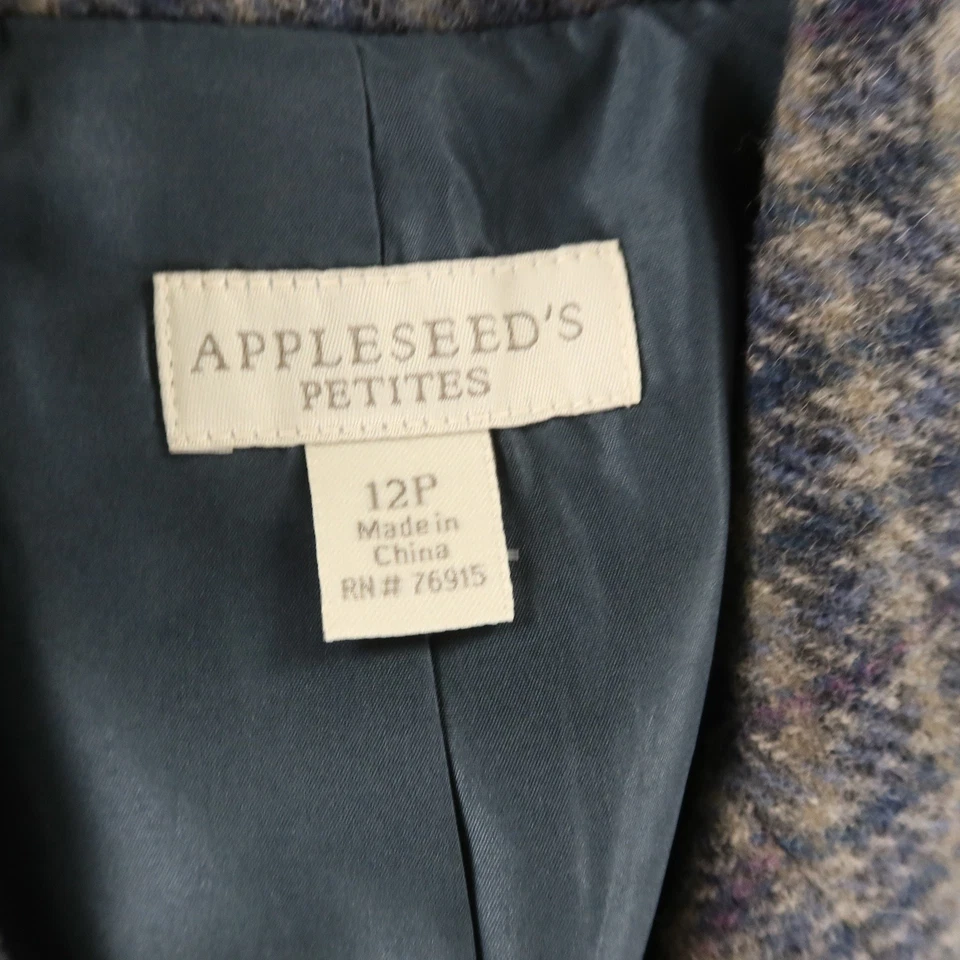 Chaqueta de tweed de colección para mujer 12 12P a cuadros 100 % lana forrada bolsillos blazer clásico Foto 3 de 4