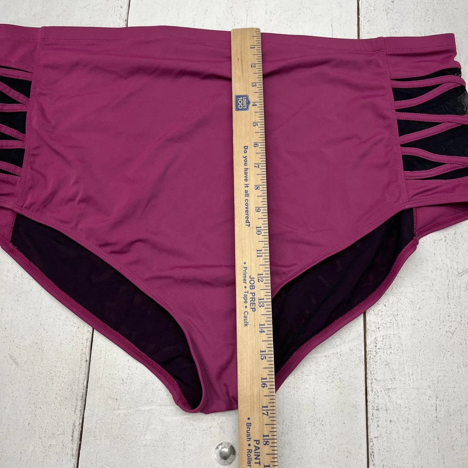 Pantalones de natación tórridos para mujer 5 morados cintura alta tiras laterales encaje bikini plus Foto 2 de 4
