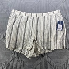 Universal Thread Womens Size Large Striped Mid Rise Linen Pull On Shorts