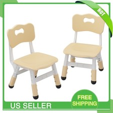 2 Pack 3-Level Adjustable Kids Chair Plastic Toddler Seats w/ Ergonomic Backrest