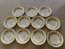 Lenox Holiday Dimension Holly & Berry Gold Trim  Saucer Only  Tags