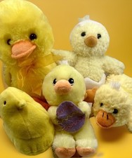 Plush Yellow Easter Ducks Color Set Of 5