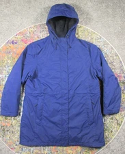 LL Bean Jacket Women XL Navy Winter Warmer Coat Parka Fleece Lined Hood Outdoor