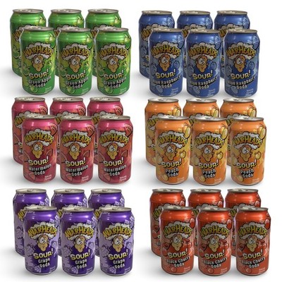 Warheads Flavored Soda Drinks 6 Cans, Choose Flavor or Variety Pack Sour Candy I