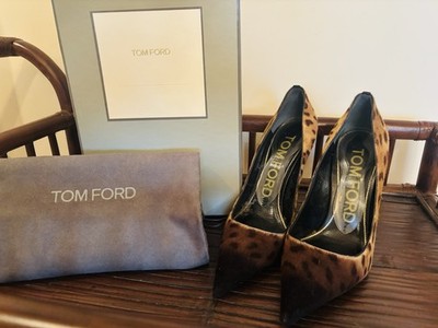 Tom Ford Velvet Leopard Print Pumps Leather Brass US 10 NIB