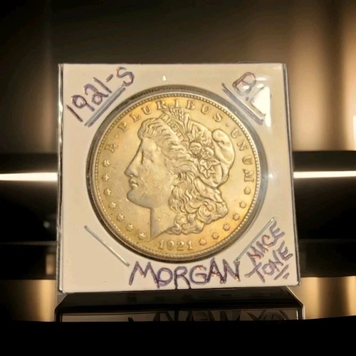 1921-S Morgan Silver Dollar☆Brilliant Uncirculated🔥Nice Toning☆