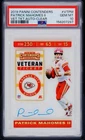 2019 Patrick Mahomes II Contenders Veteran Clear Ticket Auto Gold /10 PSA 10 VT