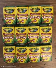 Lot of 12 Crayola Crayons - 24 Assorted Colors Per Pack