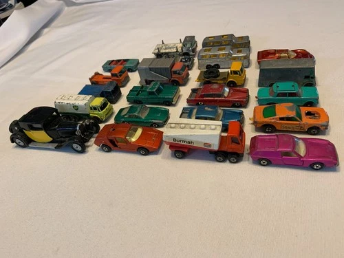 Vintage Matchbox Lesney England Car Lot of 22 1960s Diecast Pink Lotus Mustang