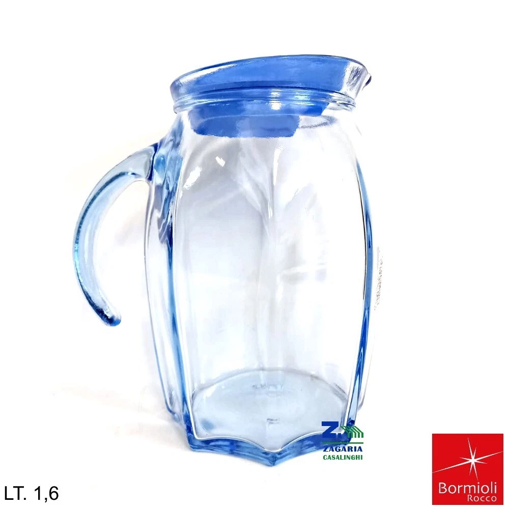 Caraffa Brocca for acqua in vetro da 1,4 l con coperchio