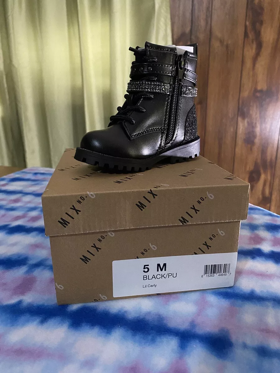 Toddler Mix No. 6 Lil Carly combat boots Size 5 M Black New