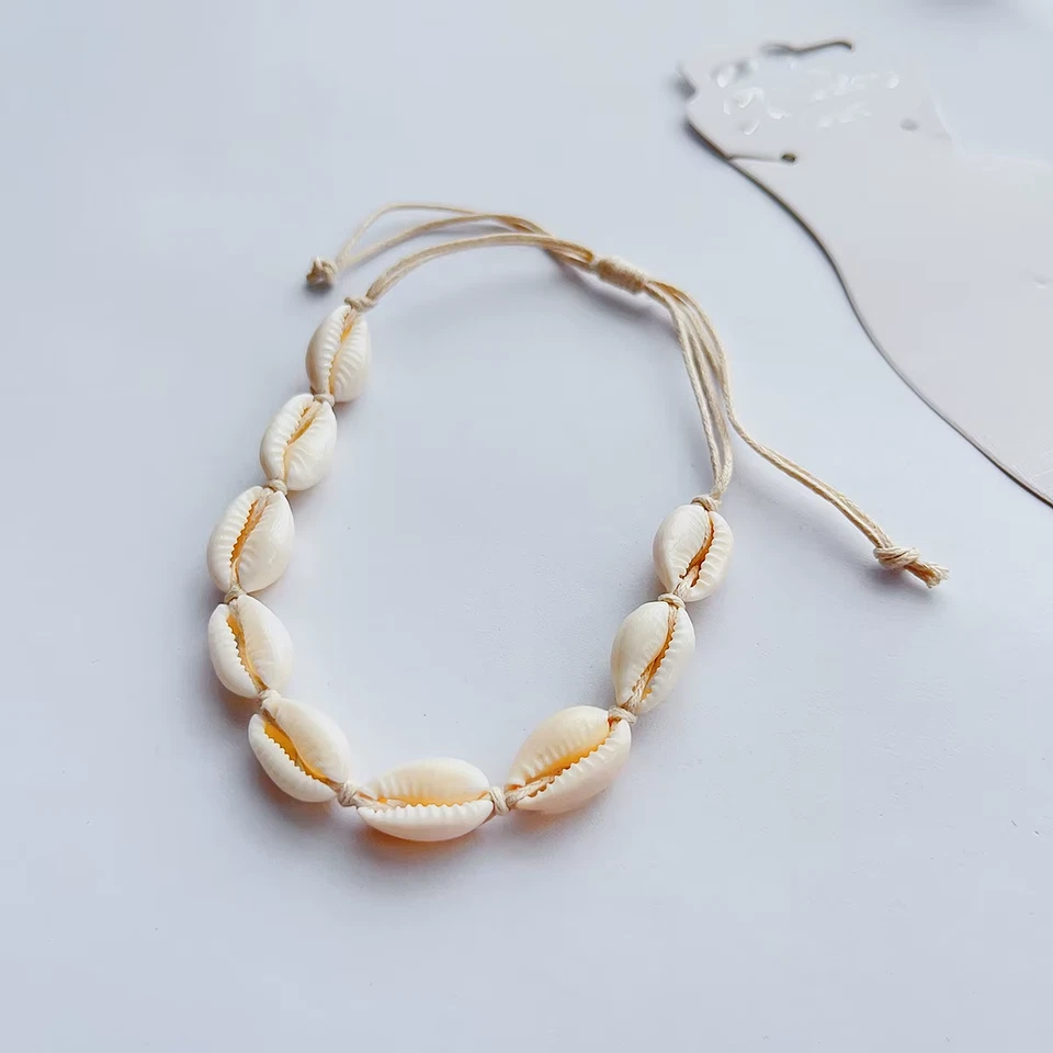 Bracelet ajustable de perles en véritable Coquillage, pour poignet ou cheville - Photo 2/4