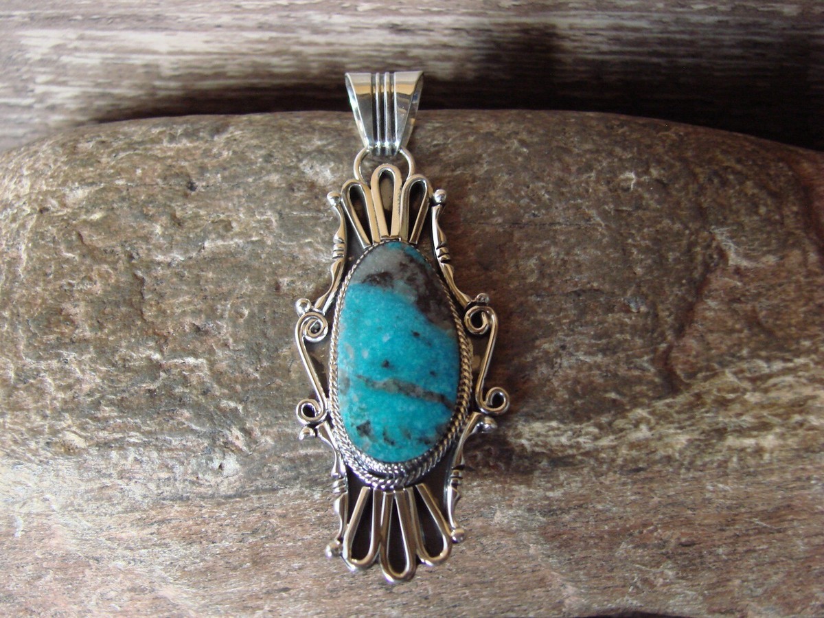 アクセサリー indian jewelry navajo pendant Navajo Indian Sterling Silver Turquoise Pendant by Sheena Jack | eBay