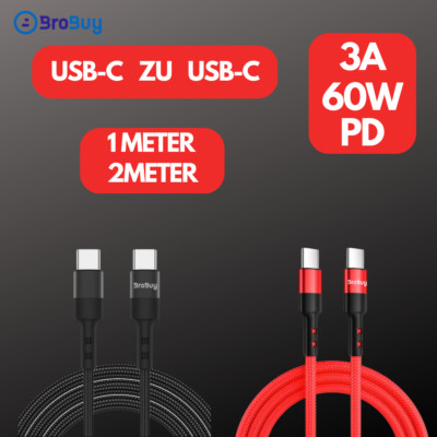 Schnell Ladekabel USB C Typ C 60W 3A PD QC Datenkabel MacBook Samsung Xiaomi