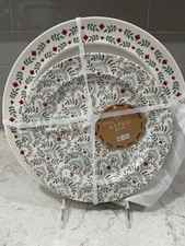 Set 8 Aspen POINSETTIA Holly Dinner (4) and Salad (4) Plates Melamine CHRISTMAS