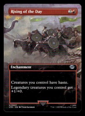 FOIL Borderless RISING OF THE DAY mtg NM-M Lord of The Rings Unc Scene 427