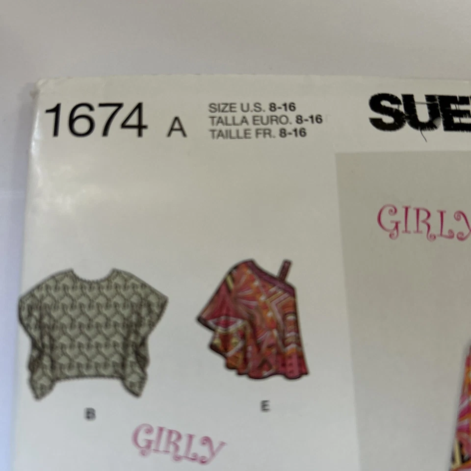 Simplicity 1674 Sewing Pattern Boho Pullover Tops Girls Sizes 8-16 UNCUT - Image 2 of 4