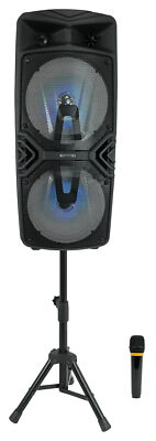 Technical Pro STAGE28 Dual 8'' Rechargeable LED Bluetooth Speaker + Stand + Mic