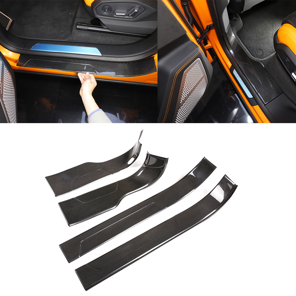 thumbnail: 4 Stuks Carbon Fiber Auto Deurbeschermers - Zwart, Universeel, Duurzaam En Eenvoudig Te Plakken