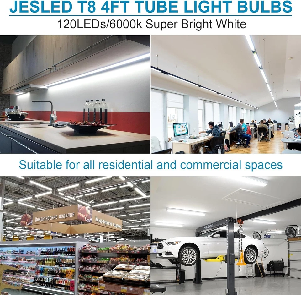 2FT 4FT T8 LED Tube Light Bulbs 9W~60W G13 Bi-Pin LED Shop Lights 5000K~6500K - Image 4 of 4