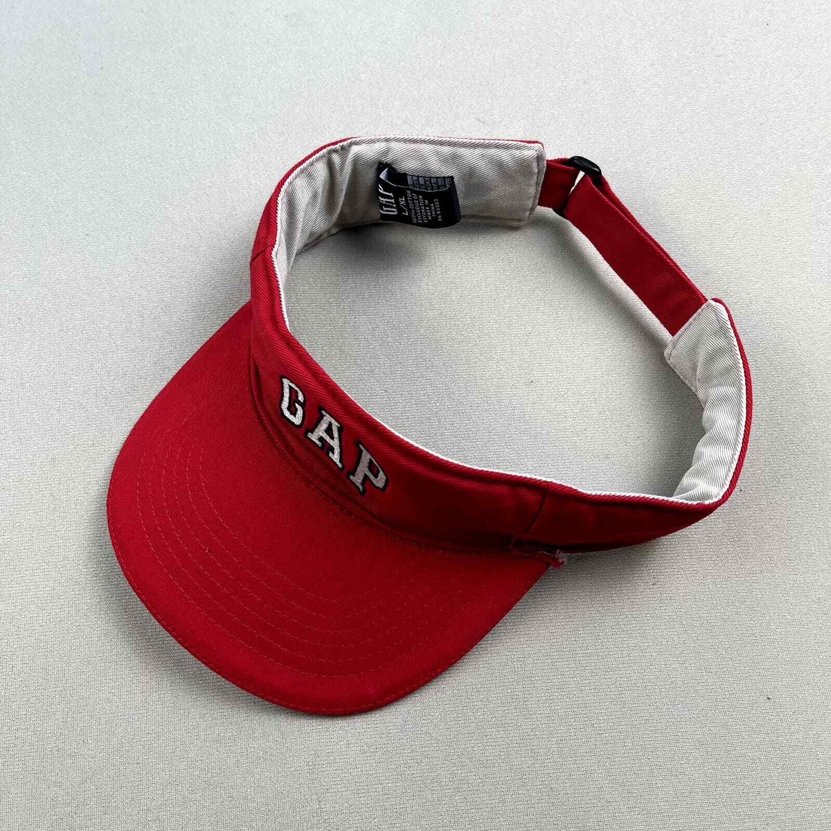 Vintage GAP Visor Hat Cap Youth L/XL Red Spell Out Logo