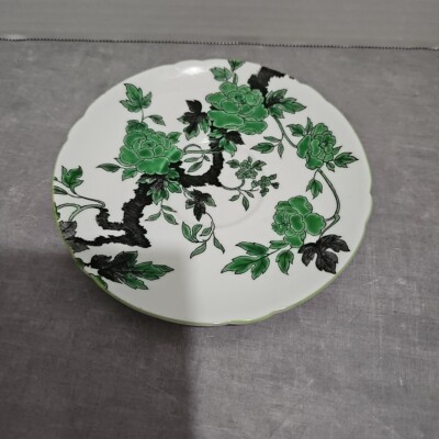 Shelley Ovington Saucer, Geen & Black Botanical Design, Bone China