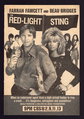 1984 TV MOVIE PROMO AD RED LIGHT STING FARRAH FAWCETT & BEAU