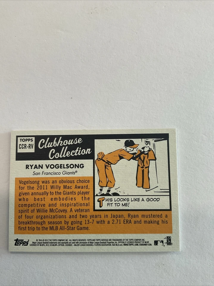 2012 Topps Heritage Clubhouse Collection Game Used #CCR-RV Ryan Vogelsong ♨️r - Image 3 of 4