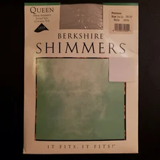 Vintage Berkshire Shimmers Queen Lycra Leg Control Top Size 1x-2x Platinum 