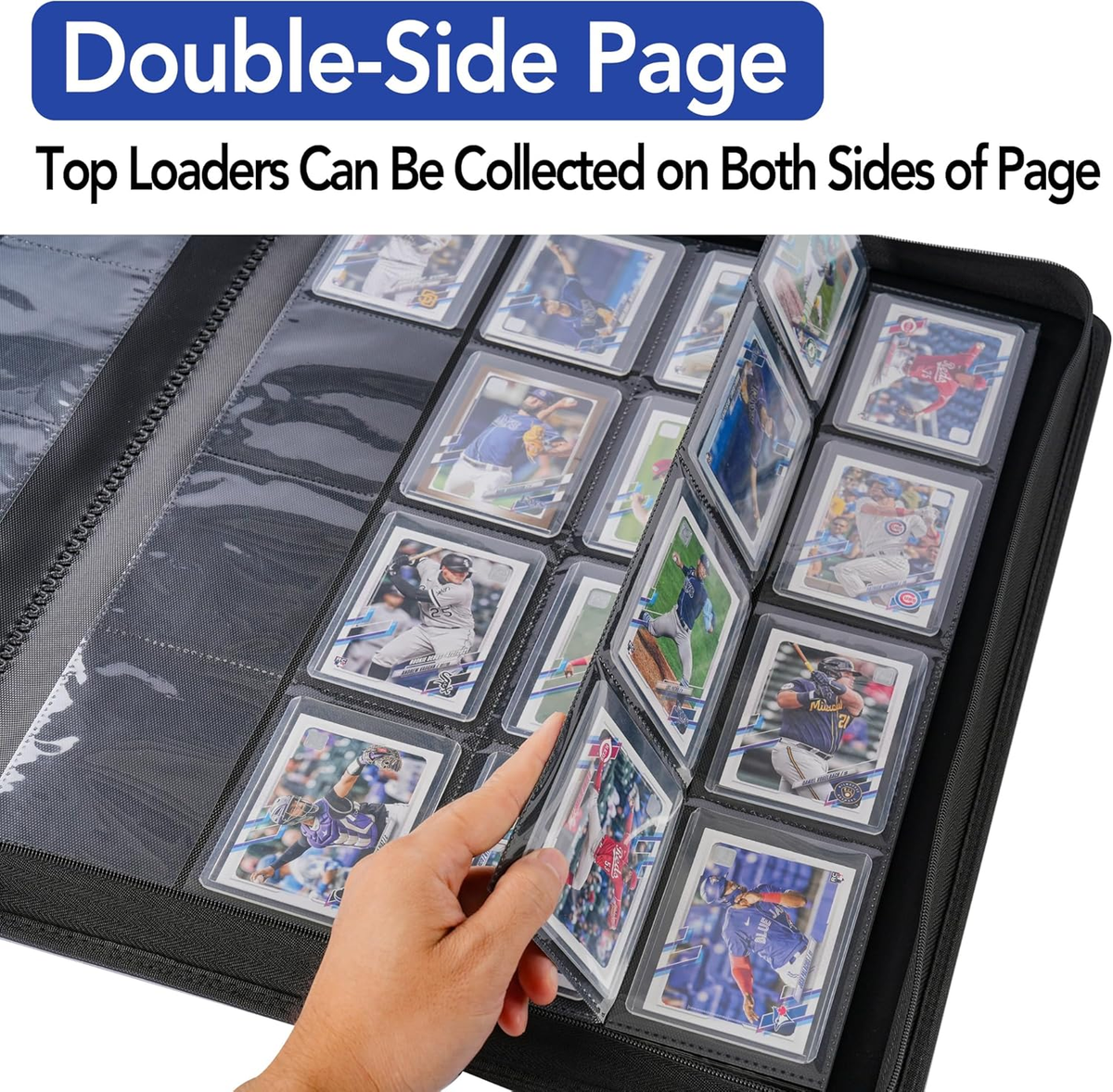 Premium 16 Pocket Toploader Binder for 640 Trading & Sports Cards - Black |  eBay
