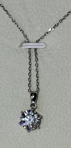 Stunning Moissanite 6-prong Pendant Sterling Silver Necklace 20" By Dolphinlove - Picture 14 of 19