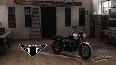 Auto Motorrad Garage Boden Aufkleber - Werkstatt Wand / Boden Grafik - Triumph