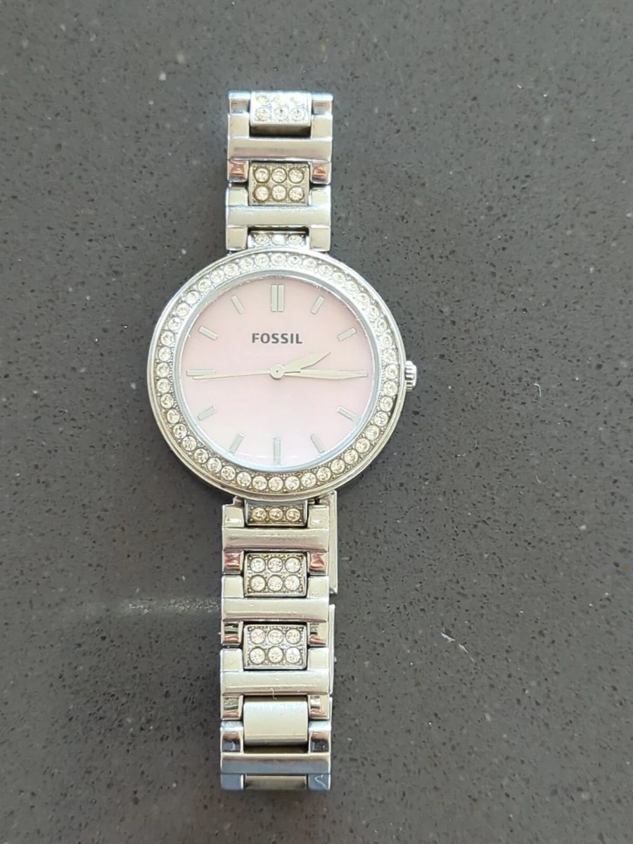 Fossil Women’s Karli Three-Hand Stainless Steel Watch BQ3182 WORKS! A285