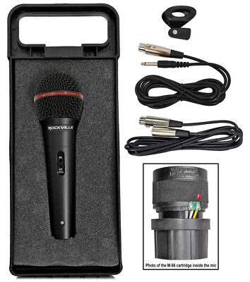 Rockville RMIC-SR Handheld DJ Vocal Recording Wired Microphone+Cables+Mic Case
