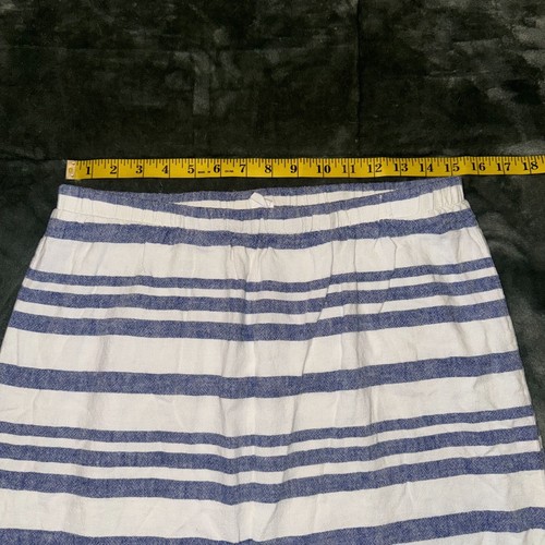 Old Navy Maxi Skirt Women's Medium Blue White Striped Linen Side Slit Pull-on - Picture 3 of 6