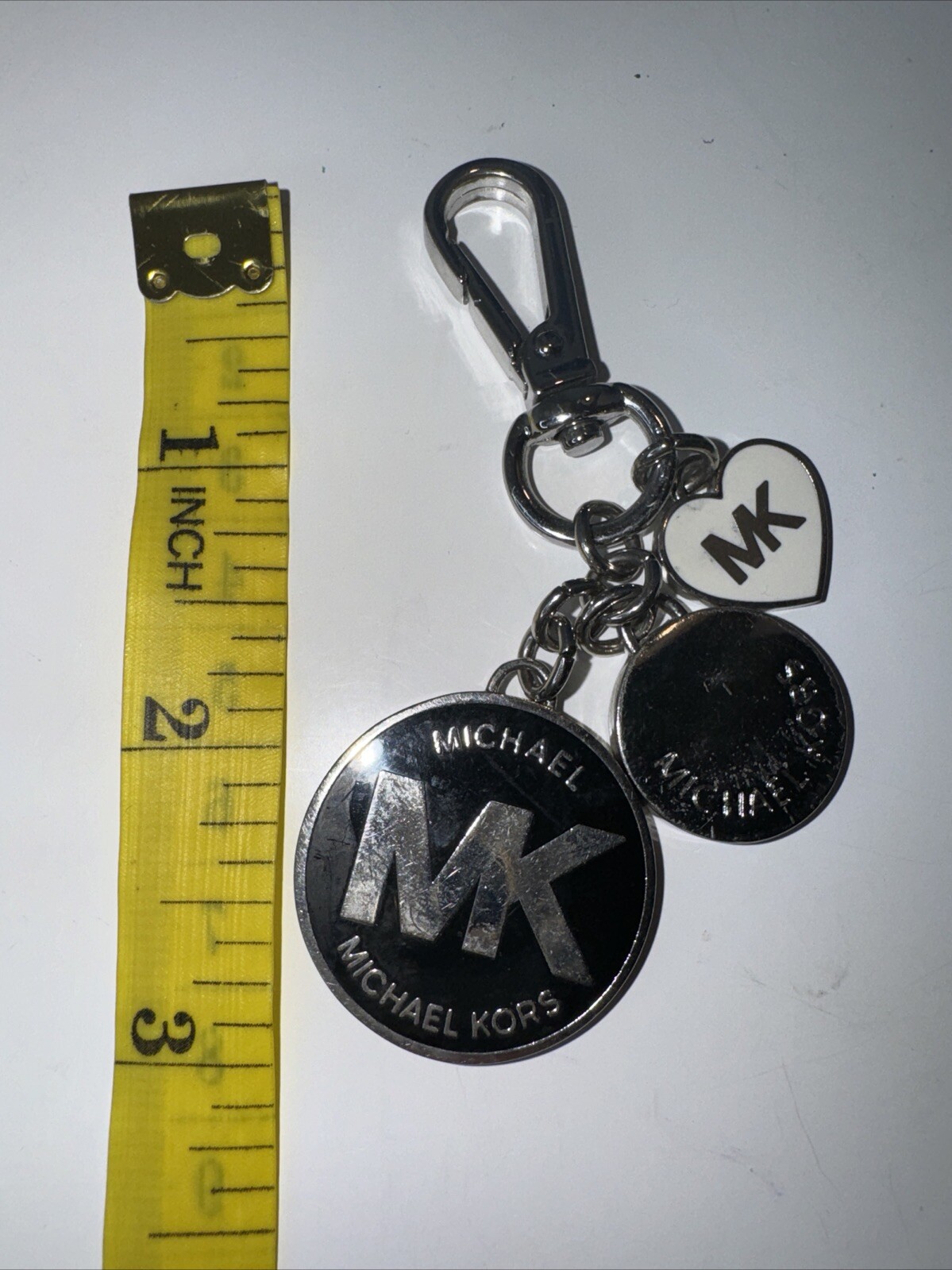 MICHAEL KORS Large Silver Signature Purse Charm - Authentic Designer Accessory