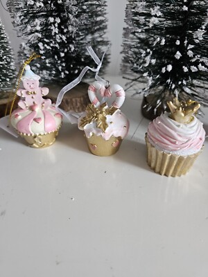 Clayre & Eef Cup Cakes rosa gold  Krone Zuckerstange Lebkuchenmann Weihnachten